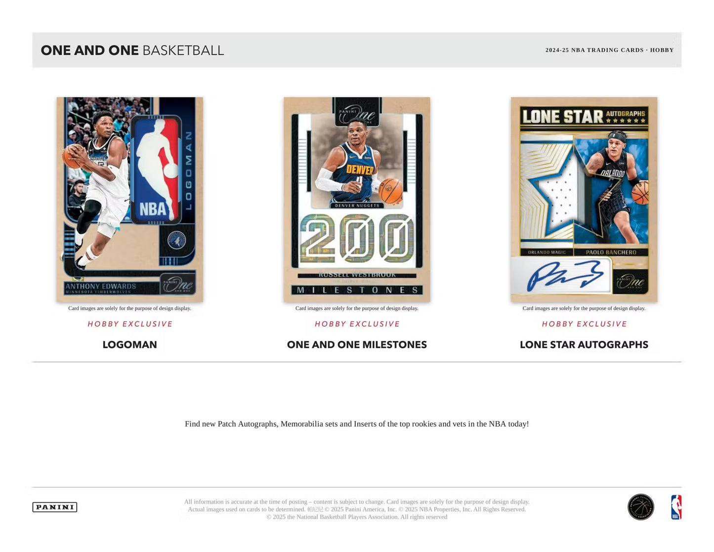 2024-25 Panini One and One NBA Trading Card Box (Hobby)