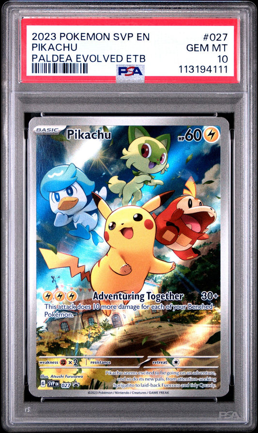 PSA 10 -2023 Pikachu Pokemon SVP EN-SV Black Star Promo Paldea Evolved Elite Trainer Box